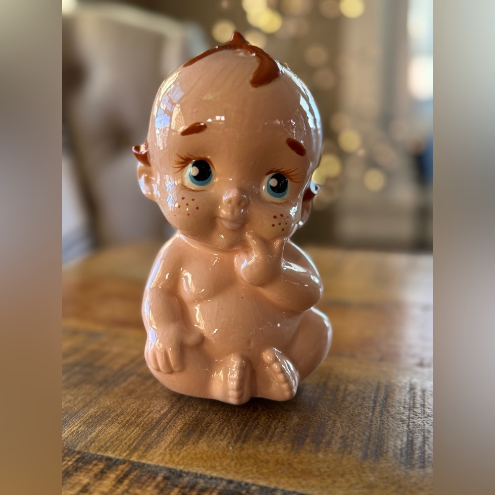 Vintage 60s Lefton Baby boy Baby Powder Shaker 6in Figurine Japan Hand Painted